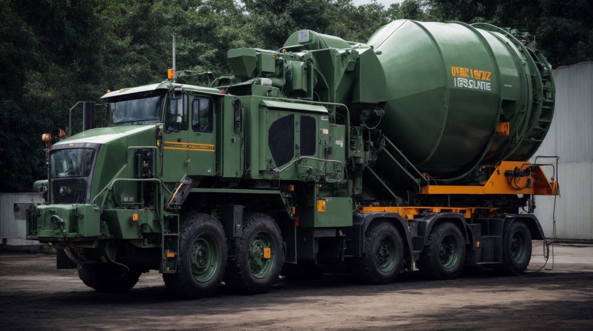 A modern concrete mixer equipped with advanced sensor technology