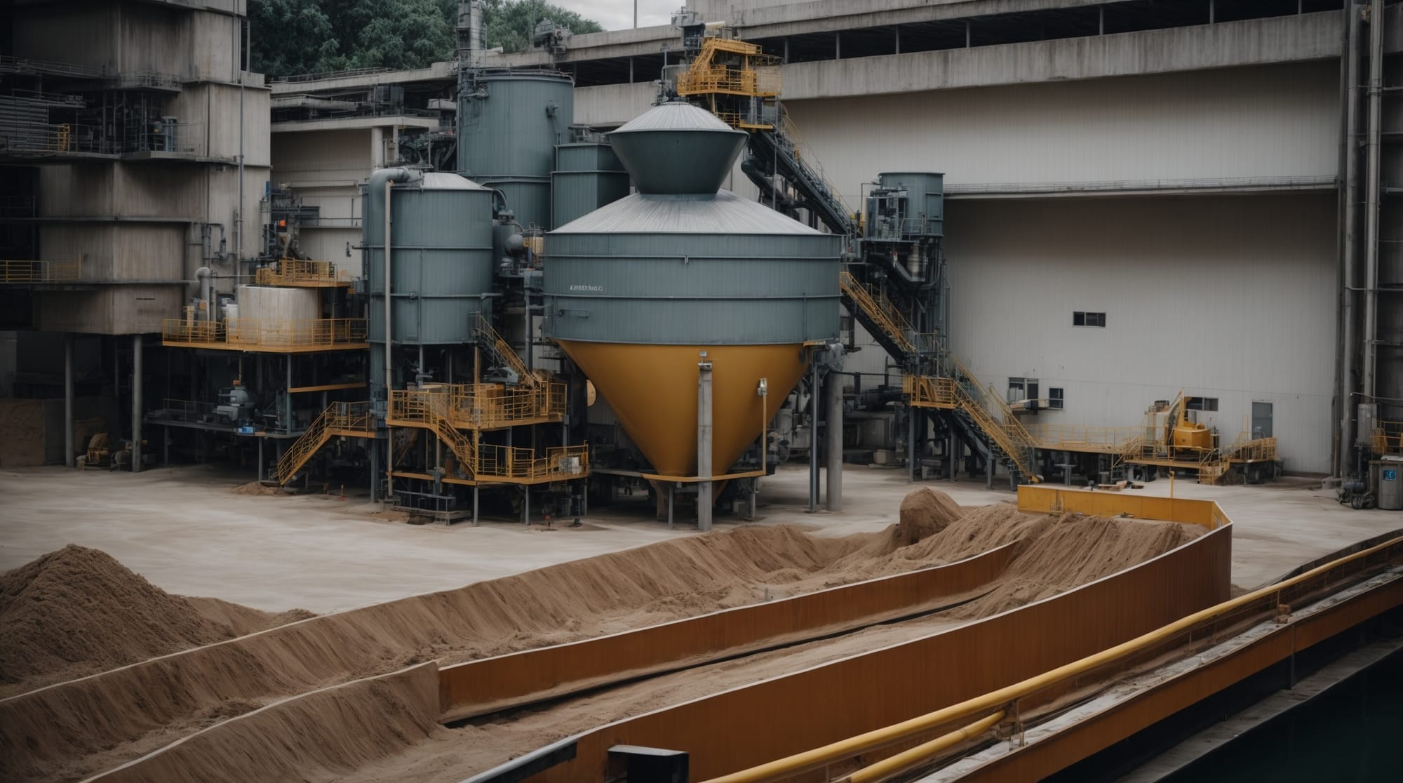 Eco-friendly concrete batching plant implemented in an urban setting