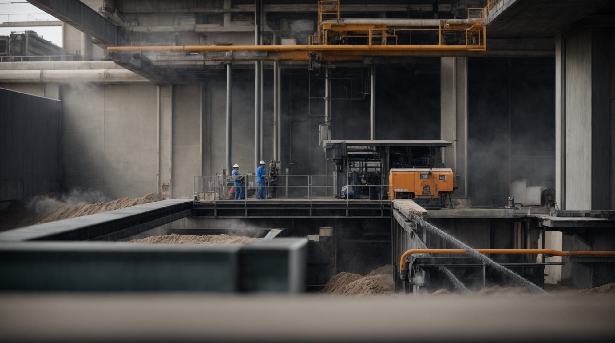 An operator working with an advanced concrete batching control system