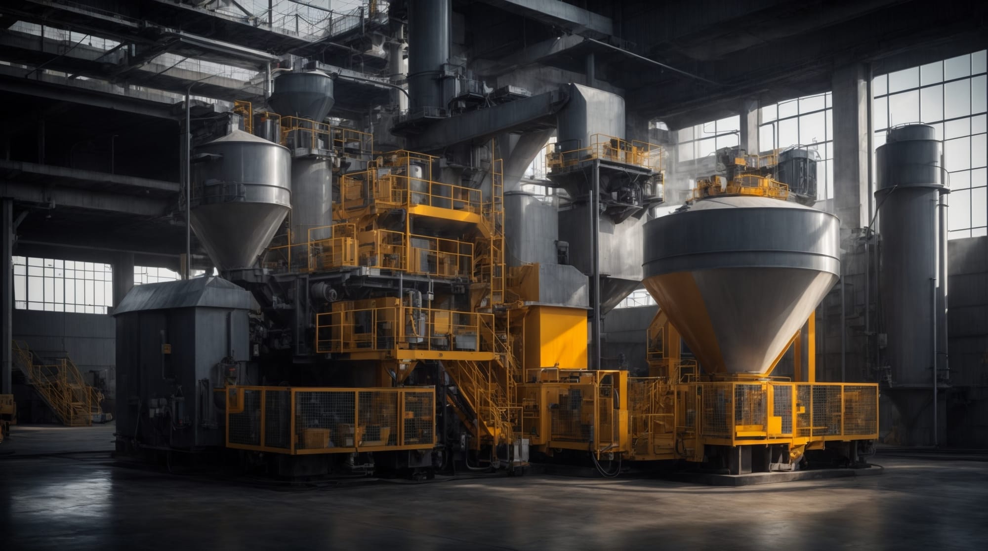 A modern concrete batching plant equipped with automation technology