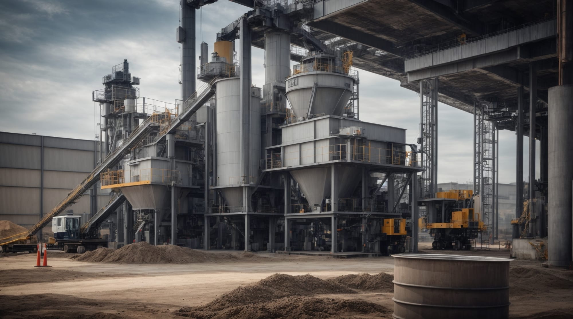 Automated concrete batching plant in operation