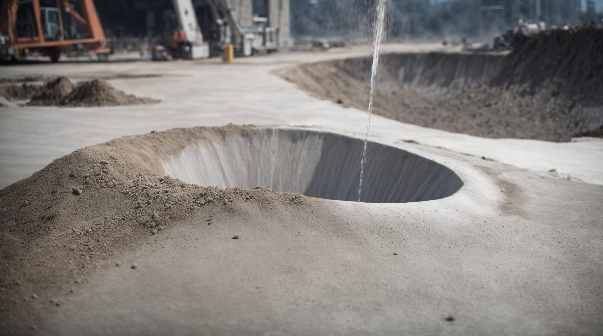 close-up of concrete being poured with a high-tech mixture