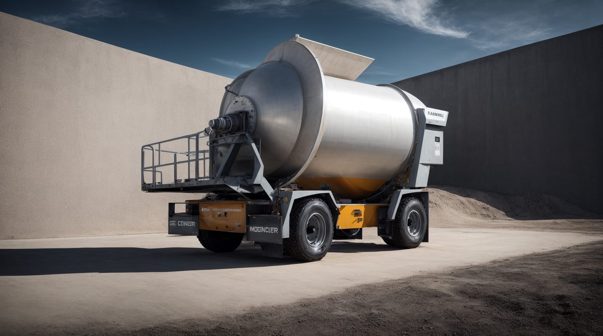 Modern concrete mixer in operation showing innovative blade technology
