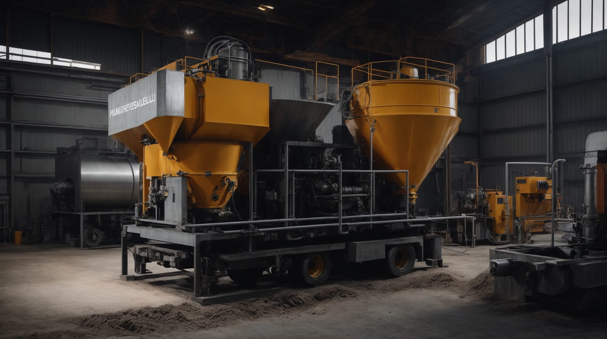 advanced concrete mixing system in operation