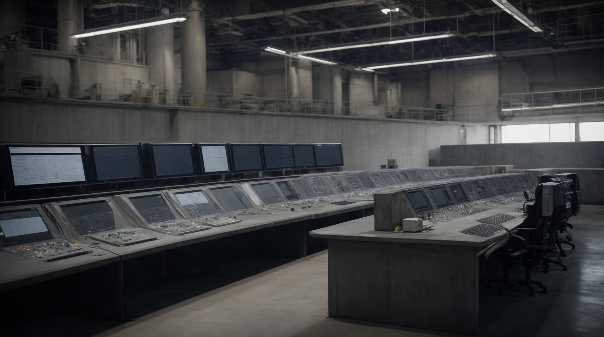 Control systems and monitors in a high-tech concrete batching facility