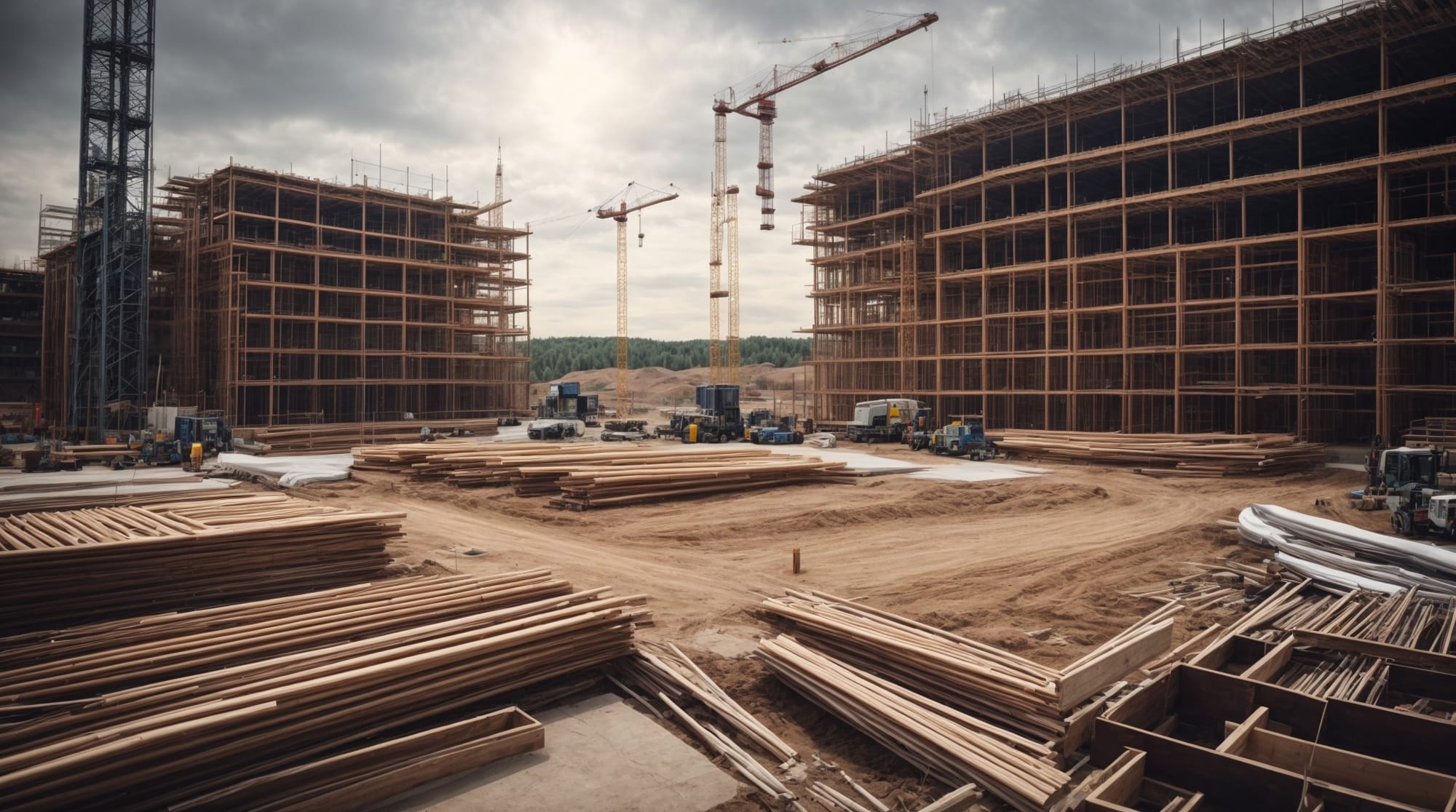 A high-tech construction site employing advanced digital tools