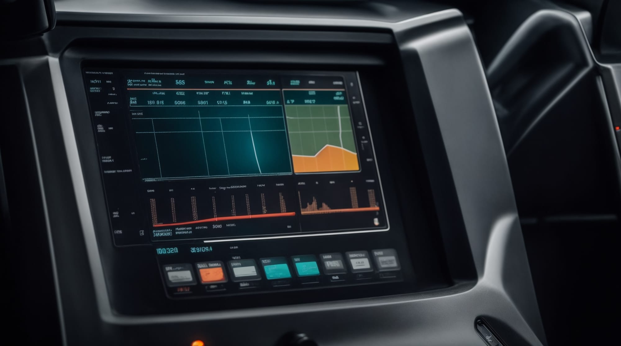 Digital screen display of a high-tech concrete mixer