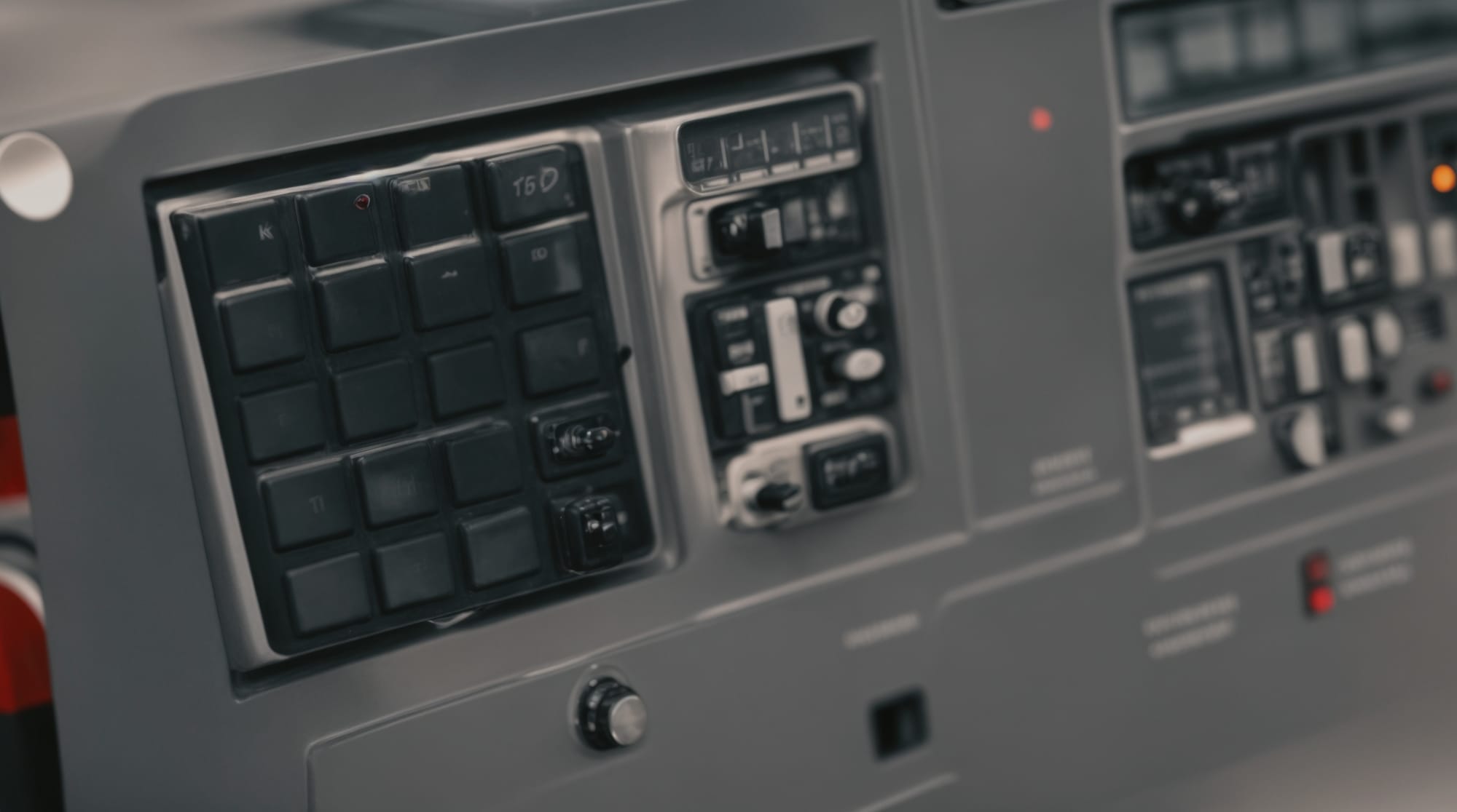 Close-up of control panel on advanced concrete mixer