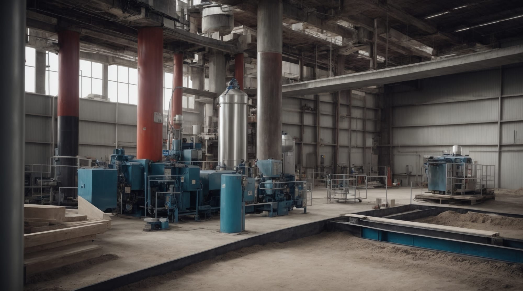 Eco-friendly concrete mixing system in use