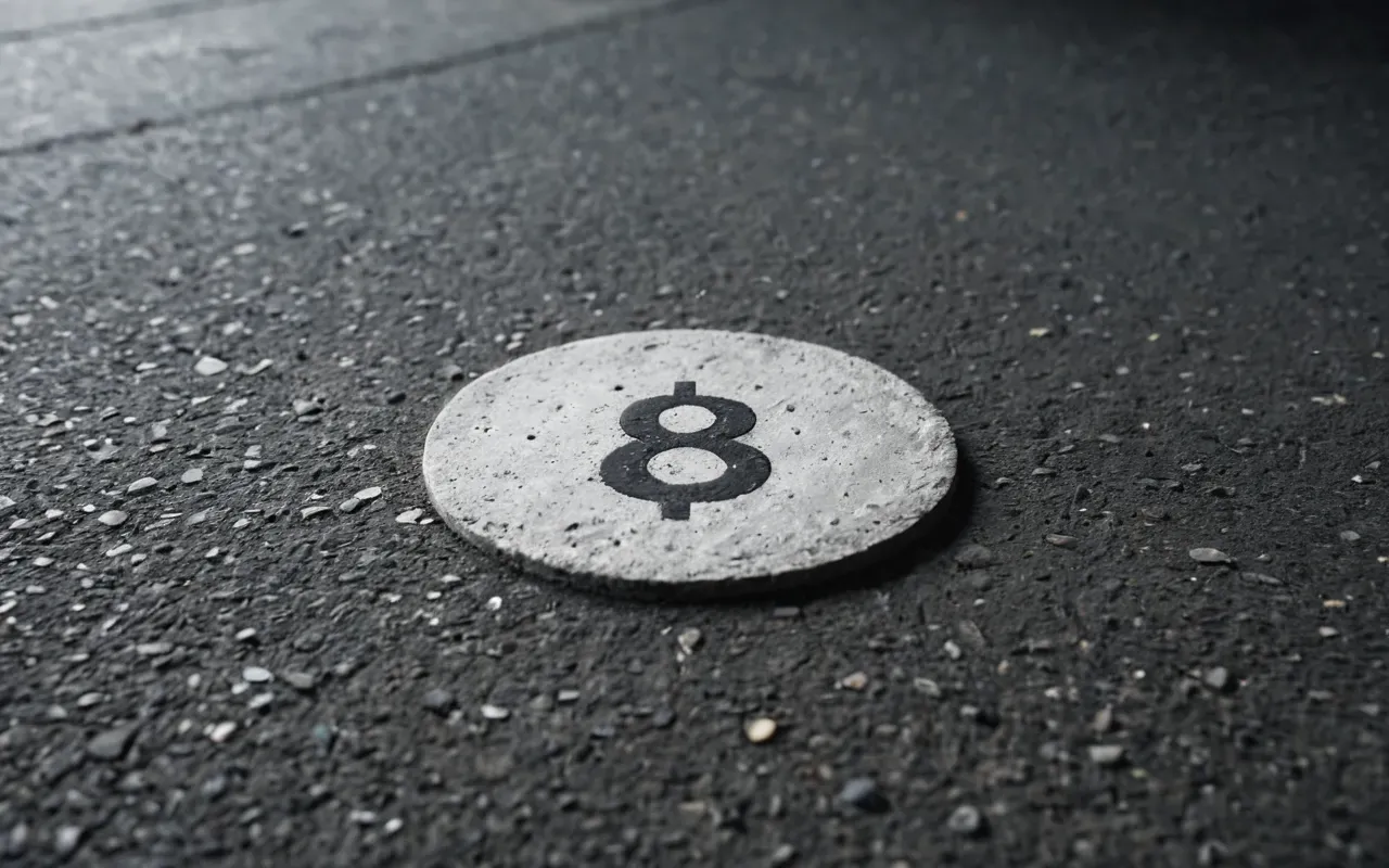 A macro photography shot of a rough concrete surface showing distinct white circular inclusions embedded within the gray matrix under bright studio lighting with high contrast and sharp focus on texture details.